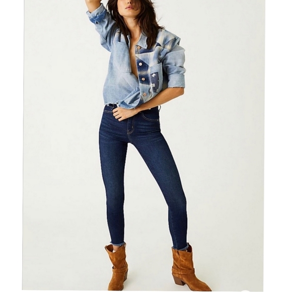 Free People Denim - Free People Raw High Rise Jegging Deep Indigo Size 27 NWT!